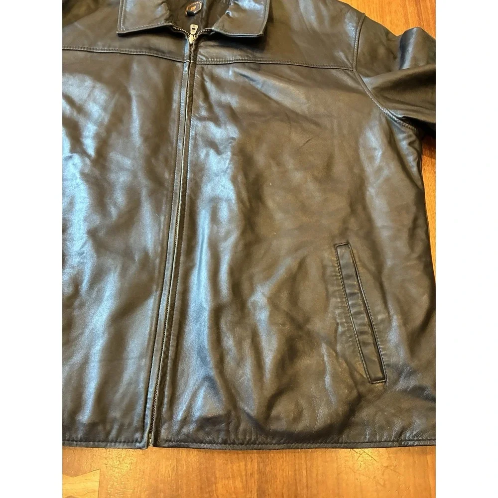 Vintage Wilsons Leather Bomber Biker Jacket Black Mens 2XL With Liner Wilson